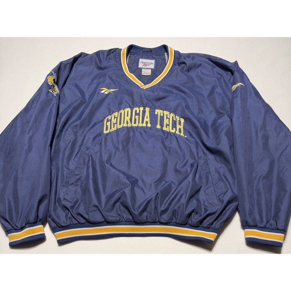 Georgia Tech Yellow Jackets Reebok Pullover Jacket Mens Size XL Vtg *READ FLAW